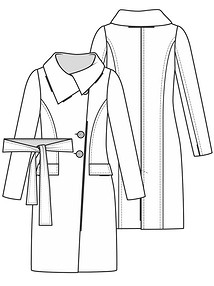 Технический рисунок пальто с воротником-трубой