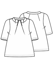 Технический рисунок блузки-топа со складками у горловины