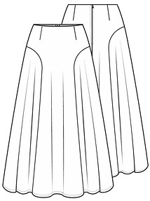 Технический рисунок юбки формата макси