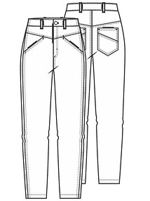 Технический рисунок узких брюк в стиле casual