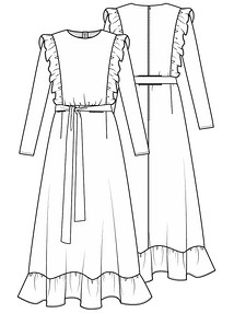 Технический рисунок платья в стиле 70-х