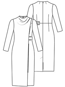 Технический рисунок платья с накладной деталью переда