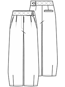 Технический рисунок брюк с удлиненным поясом