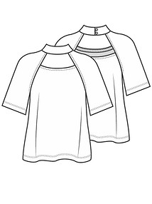 Технический рисунок блузки с вырезами под горловиной