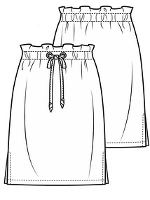 Технический рисунок юбки с кулиской по талии
