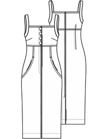Технический рисунок платья-сарафана из денима