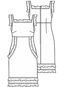 Технический рисунок платья-сарафана с оборками