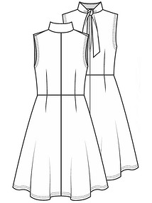 Технический рисунок платья с воротником-стойкой