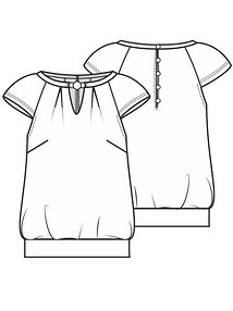 Технический рисунок блузки с застежкой на спинке