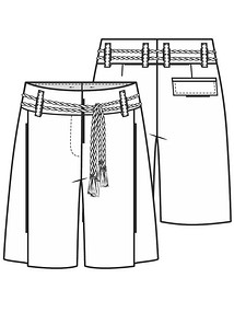 Технический рисунок шортов со складками