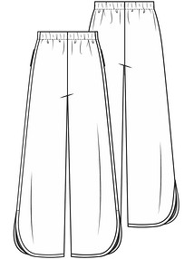 Технический рисунок широких брюк на резинке