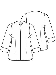 Технический рисунок блузки с разрезами на рукавах
