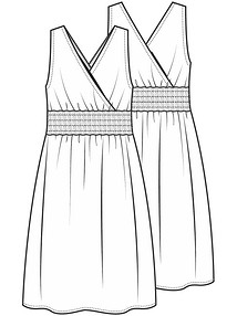 Технический рисунок платья с завышенной талией