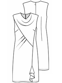 Технический рисунок платья асимметричного кроя