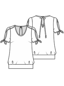 Технический рисунок трикотажная блузки на поясе
