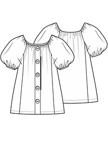 Технический рисунок блузки с рукавами реглан