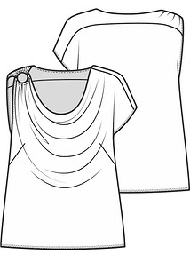 Технический рисунок асимметричной блузки