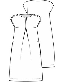 Технический рисунок платья с глубокой встречной складкой спереди