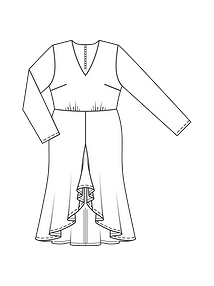 Технический рисунок платья с глубоким V-вырезом