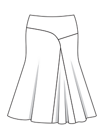 Технический рисунок юбки с клином годе