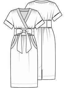 Технический рисунок платья в духе кимоно