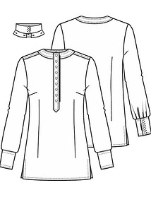 Технический рисунок блузки со съемным воротником