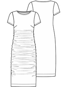 Технический рисунок платья-футболки со сборками
