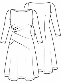 Технический рисунок платья с полукруглой вставкой