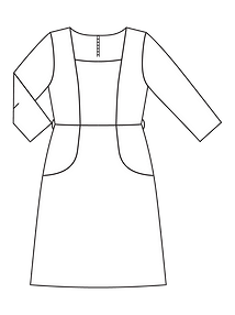 Технический рисунок платья с вырезом каре