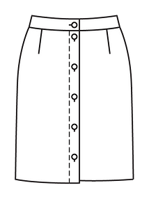 Технический рисунок юбки со сквозной застёжкой