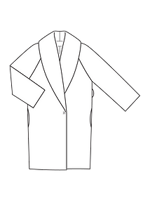 Технический рисунок пальто с шалевым воротником