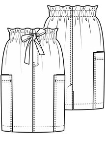 Технический рисунок юбки из денима