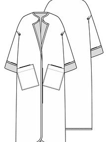 Технический рисунок пальто с заниженными проймами