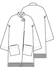 Технический рисунок пальто с бахромой