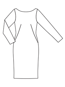 Технический рисунок платья с глубоким вырезом на спине
