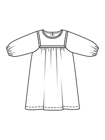 Технический рисунок платья для девочки с пышными рукавами