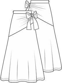 Технический рисунок юбки с асимметричной кокеткой