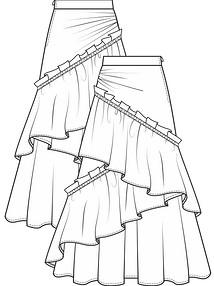 Технический рисунок юбки в стиле бохо