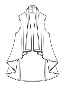 Технический рисунок расклешенного жилета