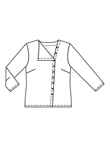Технический рисунок блузки с асимметричной застёжкой