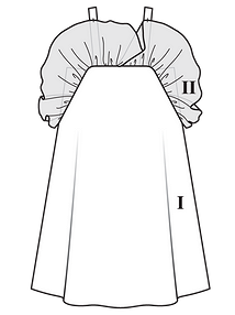 Технический рисунок коктейльного платья-сарафана