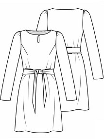 Технический рисунок платья из ткани с пайетками