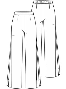 Технический рисунок брюк со вставками-складками в боковых швах