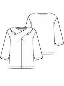 Технический рисунок блузки с перекрещивающимися деталями