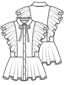 Технический рисунок блузки с баской