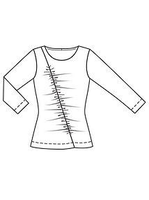 Технический рисунок пуловера с асимметричной сборкой