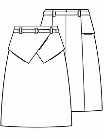 Технический рисунок юбки с отлетными кокетками