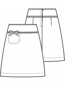 Технический рисунок юбки из денима