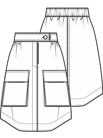 Технический рисунок юбки с накладными карманами