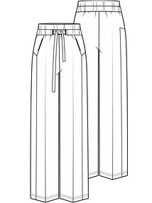 Технический рисунок брюк с широкими лампасами